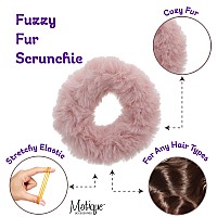 Small Fuzzy Fur Scrunchies Furry Pony Holder Set Of 2 Mauve