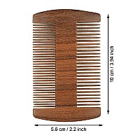 3 Pieces Natural Sandalwood Wooden Dual Action Beard And Mustache Combs With Faux Leather Cases Brown