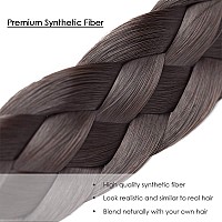 Hairro Braided Headband Hairpiece Synthetic 5 Strands Chunky Elastic Stretch Hairband For Women Girls 4A Dark Brown