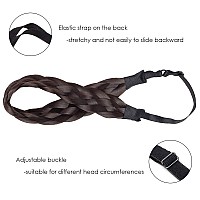 Hairro Braided Headband Hairpiece Synthetic 5 Strands Chunky Elastic Stretch Hairband For Women Girls 4A Dark Brown