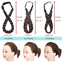 Hairro Braided Headband Hairpiece Synthetic 5 Strands Chunky Elastic Stretch Hairband For Women Girls 4A Dark Brown