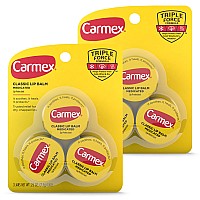 Carmex Medicated Lip Balm Jar Lip Moisturizer For Dry Chapped Lips 025 Oz 2 Packs Of 3