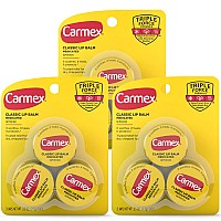 Carmex Classic Medicated Lip Balm Jars Lip Moisturizer For Chapped Lips 9 Count 3 Packs Of 3