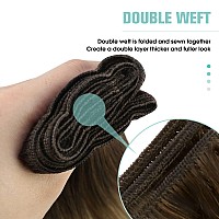 Youngsee Weft Hair Extensions Human Hair Balayage Human Hair Sew In Extensions Dark Brown Roots Blending Into Medium Brown With