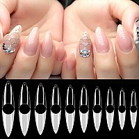 Aoraem Stiletto Nail Tips Acrylic False Nail Clear And Natural 1000Pcs Artificial Press On Fake Nails For Women With Bag Short