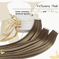 Ve Sunny Human Hair Tape In Extensions Ombre Human Tape Ins Human Hair Extensions Balayage Medium Brown Ombre Platinum Blonde An