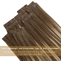 Ve Sunny Human Hair Tape In Extensions Ombre Human Tape Ins Human Hair Extensions Balayage Medium Brown Ombre Platinum Blonde An