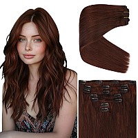 Ve Sunny Clip On Hair Extensions Human Hair Auburn Clip In Extensions Real Human Hair Easy Installation Clip In Hair Extensions