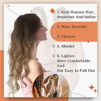 Full Shine Tape In Hair Extensions Human Hair Dark Brown To Chestnut Brown Highlighted Ash Blonde 12 Inch Human Hair Extensions