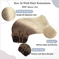 Sew In Hair Extensions Real Human Hair Weft Sew In Extensions Ombre Brown To Platinum Blonde Handtied Weft Hair Extensions For