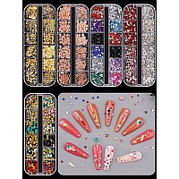 EBANKU 10 Boxes Nail Art Rhinestones Gems Nail Art Crystal Nail Jewels Diamonds, Nail Charms with 1 Pc Pick Up Tweezers 1 Pc Wax Pens for Nail Art