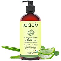 Pura Dor 16 Oz Organic Aloe Vera Gel Lemongrass All Natural Zero Artificial Preservatives Deeply Hydrating Moisturizi