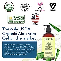 Pura Dor 16 Oz Organic Aloe Vera Gel Lemongrass All Natural Zero Artificial Preservatives Deeply Hydrating Moisturizi