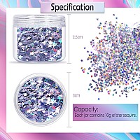 Laza 10G Stars Glitter Confetti Sparkle Shiny Holographic Micro Fiveangle Star False Nail Sequins Acrylic Paillettes For Diy Cr