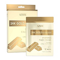 Azure 24K Gold Firming Face Mask Anti Aging Hydrating Toning Firming Facial Sheet Mask Helps Reduce Wrinkles Fine Lines