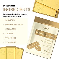 Azure 24K Gold Firming Face Mask Anti Aging Hydrating Toning Firming Facial Sheet Mask Helps Reduce Wrinkles Fine Lines