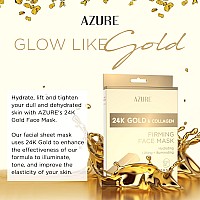 Azure 24K Gold Firming Face Mask Anti Aging Hydrating Toning Firming Facial Sheet Mask Helps Reduce Wrinkles Fine Lines