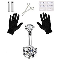 Jconly Belly Piercing Kit - 14G Belly Button Ring With 316L Steel Piercing Needles And Piercing Clamp Belly Kit