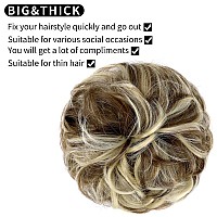 Qunlinta Messy Bun Hair Piece Hair Bun Thick Updo Scrunchies Hair Extensions Ponytail Hair Pieces For Women Girls Brown Mix Blea