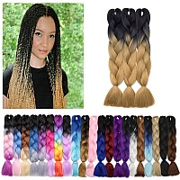 Benehair Ombre Braiding Hair 3 Bundleslot 24Inch Jumbo Braiding Hair Extensions High Temperature Synthetic Braid Hair Braiding