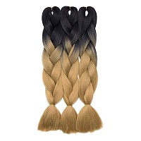 Benehair Ombre Braiding Hair 3 Bundleslot 24Inch Jumbo Braiding Hair Extensions High Temperature Synthetic Braid Hair Braiding