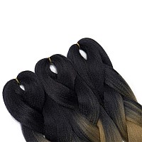 Benehair Ombre Braiding Hair 3 Bundleslot 24Inch Jumbo Braiding Hair Extensions High Temperature Synthetic Braid Hair Braiding