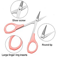 2 Pack Curved Craft Scissors Small Scissors Beauty Eyebrow Scissors Stainless Steel Trimming Scissors For Eyebrow Eyelash Extens