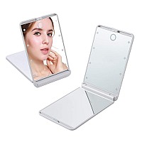 Feruaro Travel Mirror Portable Led Lighted Makeup Mirror With 8 Dimmable Led Lights Touch Switch Travel Makeup Mirror Folding