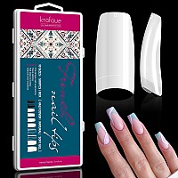 Krofaue 500Pcs False Nails Tips Lady French Style Acrylic Artificial Tip Manicure Half Cover With Box Of 10 Sizes For Nail Tips