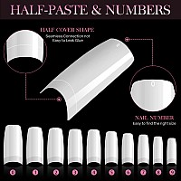 Krofaue 500Pcs False Nails Tips Lady French Style Acrylic Artificial Tip Manicure Half Cover With Box Of 10 Sizes For Nail Tips