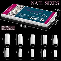 Krofaue 500Pcs False Nails Tips Lady French Style Acrylic Artificial Tip Manicure Half Cover With Box Of 10 Sizes For Nail Tips