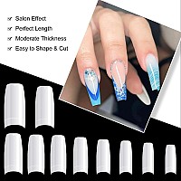 Krofaue 500Pcs False Nails Tips Lady French Style Acrylic Artificial Tip Manicure Half Cover With Box Of 10 Sizes For Nail Tips