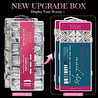 1000Pcs Half Cover False Nails Tips Krofaue 10 Sizes Lady French Style Acrylic Artificial Tip Manicure With Box For Nail Tips A