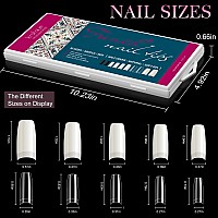 1000Pcs Half Cover False Nails Tips Krofaue 10 Sizes Lady French Style Acrylic Artificial Tip Manicure With Box For Nail Tips A