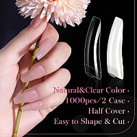 1000Pcs Half Cover False Nails Tips Krofaue 10 Sizes Lady French Style Acrylic Artificial Tip Manicure With Box For Nail Tips A