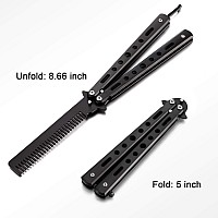 2 Pieces Combs Stainless Steel Folding Practice Combs Hair Styling Tools For Sport Outdoor Use Black