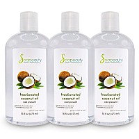 Soapeauty FRACTIONATED COCONUT OIL Cold Pressed Refined | 100% Natural Available in Bulk | Carrier for Essential Oils, Face, Skin, Hair Moisturizer, Soap Making | 48 fl oz (Pack of 3 x 16 fl oz)