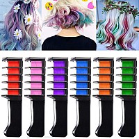 Ebanku Temporary Hair Chalk Comb 6 Color Washable Hair Chalk Set For Girls Kids Gifts On Cosplay Diy Halloween Christmas Birthd