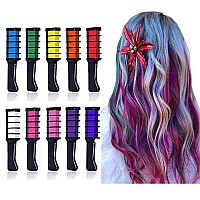 Ebanku Temporary Hair Chalk Comb 10 Color Washable Hair Chalk Set For Girls Kids Gifts On Cosplay Diy Halloween Christmas Day B