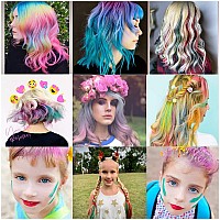 Ebanku Temporary Hair Chalk Comb 10 Color Washable Hair Chalk Set For Girls Kids Gifts On Cosplay Diy Halloween Christmas Day B