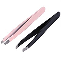 Slant Tweezers, Professional Stainless Steel Slant Tip Tweezer Eyebrow Tweezers, Great Precision for Facial Hair, Eyelash, Brow Shaping, and All Hair Removal