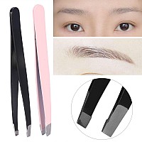 Slant Tweezers, Professional Stainless Steel Slant Tip Tweezer Eyebrow Tweezers, Great Precision for Facial Hair, Eyelash, Brow Shaping, and All Hair Removal