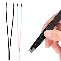 Slant Tweezers, Professional Stainless Steel Slant Tip Tweezer Eyebrow Tweezers, Great Precision for Facial Hair, Eyelash, Brow Shaping, and All Hair Removal