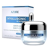 Azure Hyaluronic Retinol Anti Aging Day Cream Rejuvenating Hydrating Reduces Wrinkles Creases Fine Lines Evens Skin