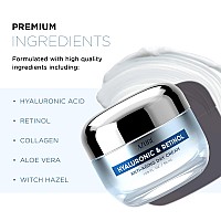 Azure Hyaluronic Retinol Anti Aging Day Cream Rejuvenating Hydrating Reduces Wrinkles Creases Fine Lines Evens Skin