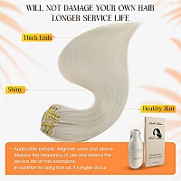 Full Shine Blonde Hair Extensions Real Human Hair 14 Inch Clip In Hair Extensions White Blonde Invisible Human Hair Extensions R