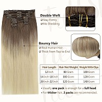 Full Shine Short Clip In Hair Extensions Blonde Real Human Hair Extensions Clip Ins 12 Inch Ash Brown Balayage To Platinum Blond