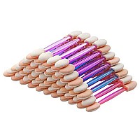 Cuttte 60PCS Disposable Dual Sides Eye Shadow Sponge Applicators, 3 Colors Eyeshadow Brushes Makeup Applicator (Pink, Purple, Blue)