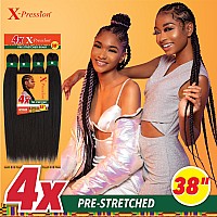 Sensationnel Xpression Prestretched Braiding Hair 4X Xpression 38 Inch Kanekalon Flame Retardant Smooth Yaki Braid 4X Xpres