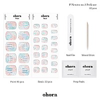 P Newtro No1 Real Gel Nail Strip By Ohora 30Pcs With Prep Pad Mini Nail File Wood Stick Diy Toe Nail Art Starter Kit No